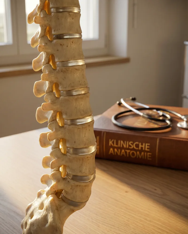 Anatomisches Wirbelsäulenmodell mit Bandscheiben und Wirbelkörpern zur Veranschaulichung von Wirbelsäulenerkrankungen